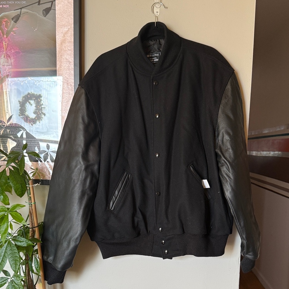 Holloway Black Varsity Jacket with Leather Accents